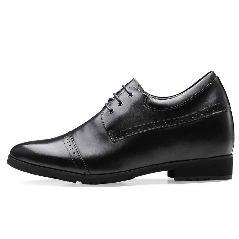 10CM / 3.94 Inches CMR CHAMARIPA Premium Black Derby Elevator Dress Shoes