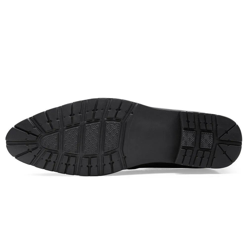 10CM / 3.94 Inches CMR CHAMARIPA Premium Black Derby Elevator Dress Shoes