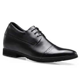 10CM / 3.94 Inches CMR CHAMARIPA Premium Black Derby Elevator Dress Shoes