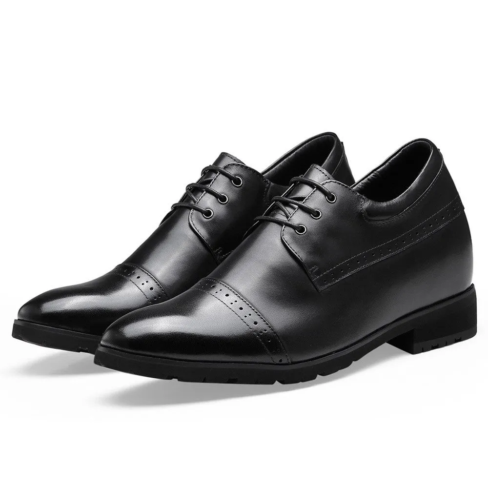 10CM / 3.94 Inches CMR CHAMARIPA Premium Black Derby Elevator Dress Shoes