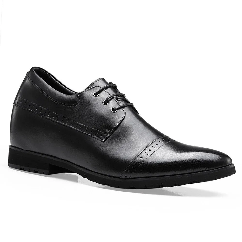 10CM / 3.94 Inches CMR CHAMARIPA Premium Black Derby Elevator Dress Shoes