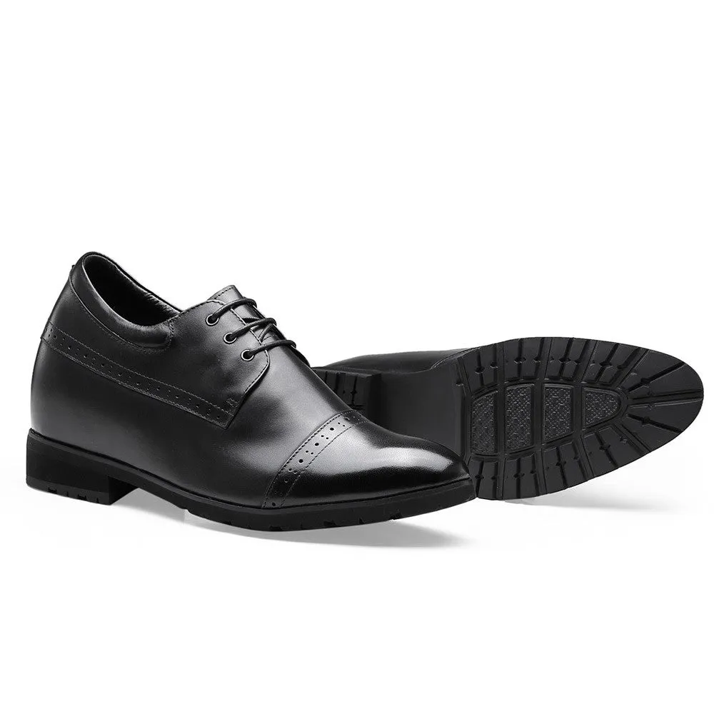 10CM / 3.94 Inches CMR CHAMARIPA Premium Black Derby Elevator Dress Shoes