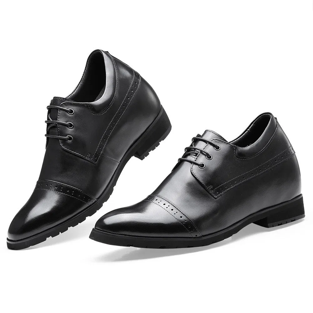 10CM / 3.94 Inches CMR CHAMARIPA Premium Black Derby Elevator Dress Shoes