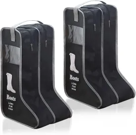 2 Pack Portable Boots Storage Bag, Black Shoe Bags for Storage and Travel Dust Proof Travel Shoe Bags for Packing (Large)