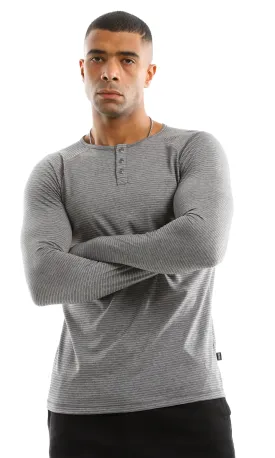 97883 Slip On Long Sleeves Striped Grey T-Shirt