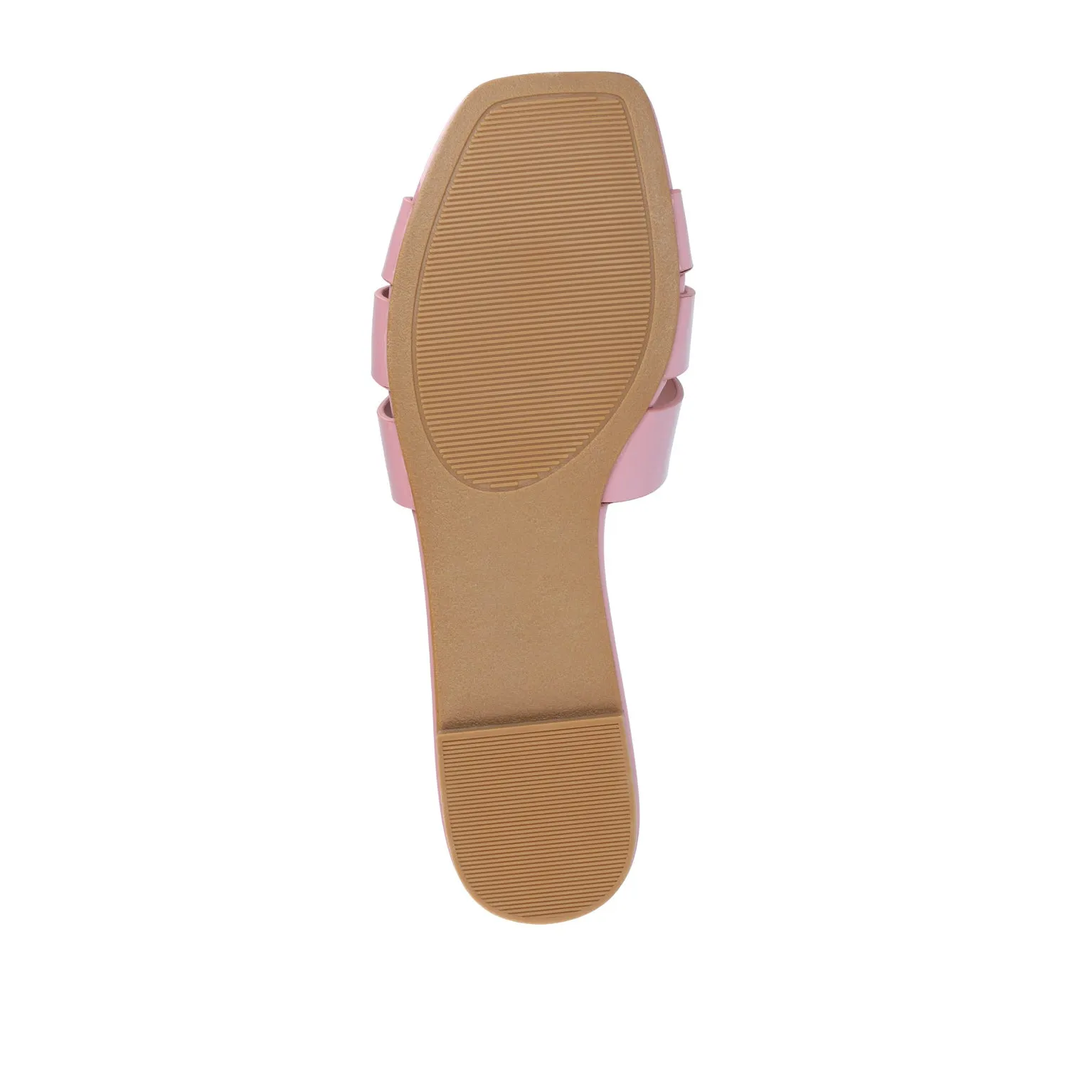 ARRINA STATEMENT PATENT SLIDE SANDALS IN WIDE