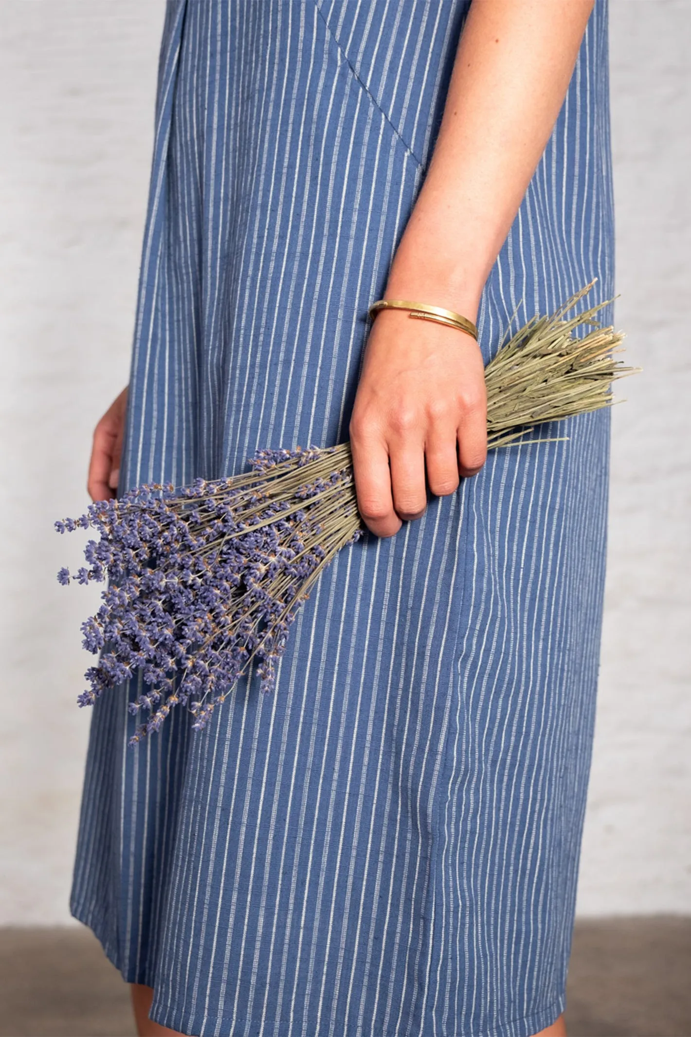 Bibico Alexa Shirt Dress Blue Cotton Linen Stripe