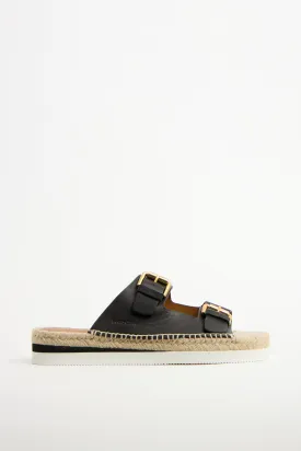 Black Leather Glyn Espadrille Sandal