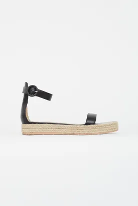 Black Leather Portofino Espadrille Sandal