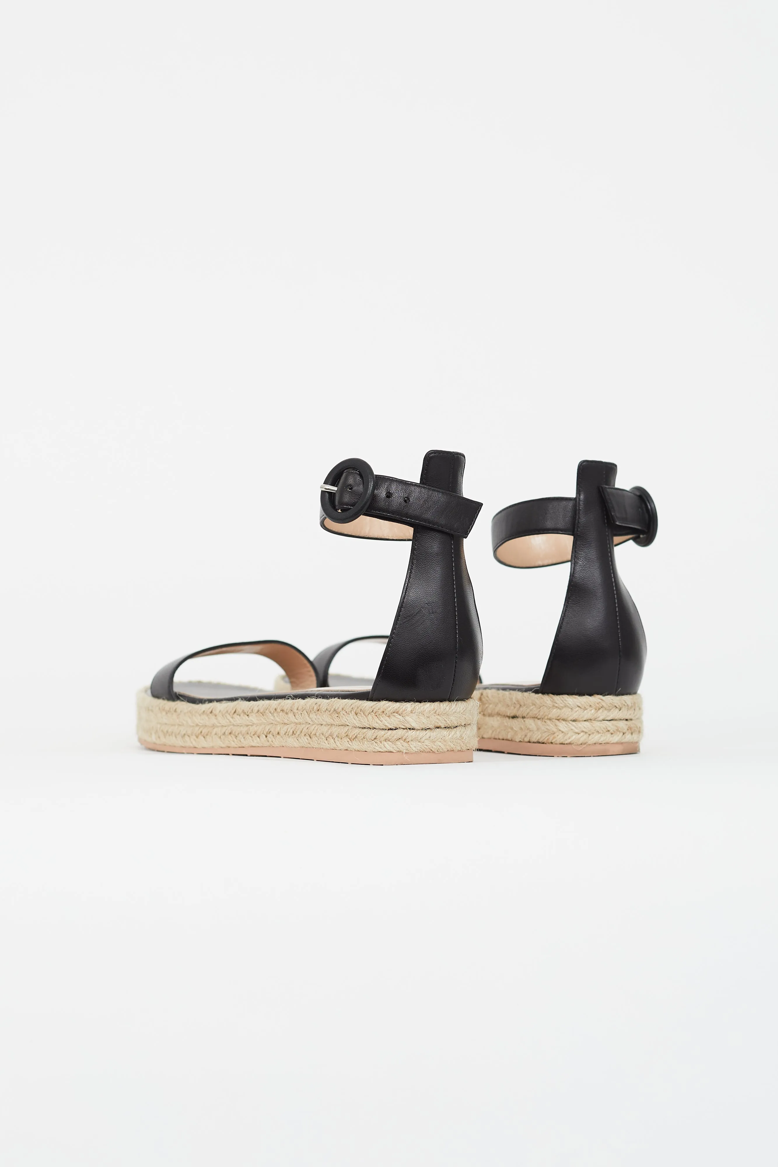 Black Leather Portofino Espadrille Sandal