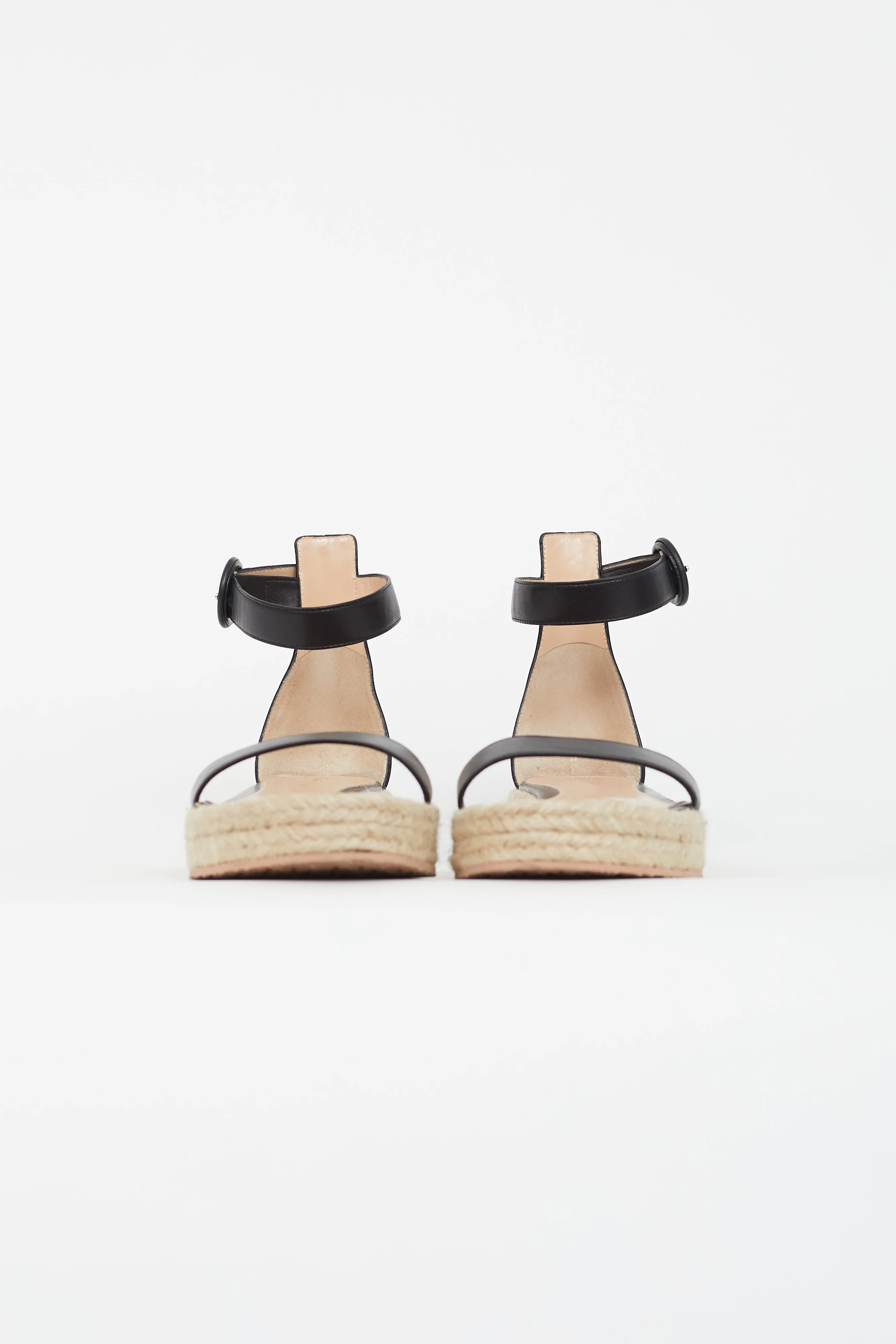 Black Leather Portofino Espadrille Sandal