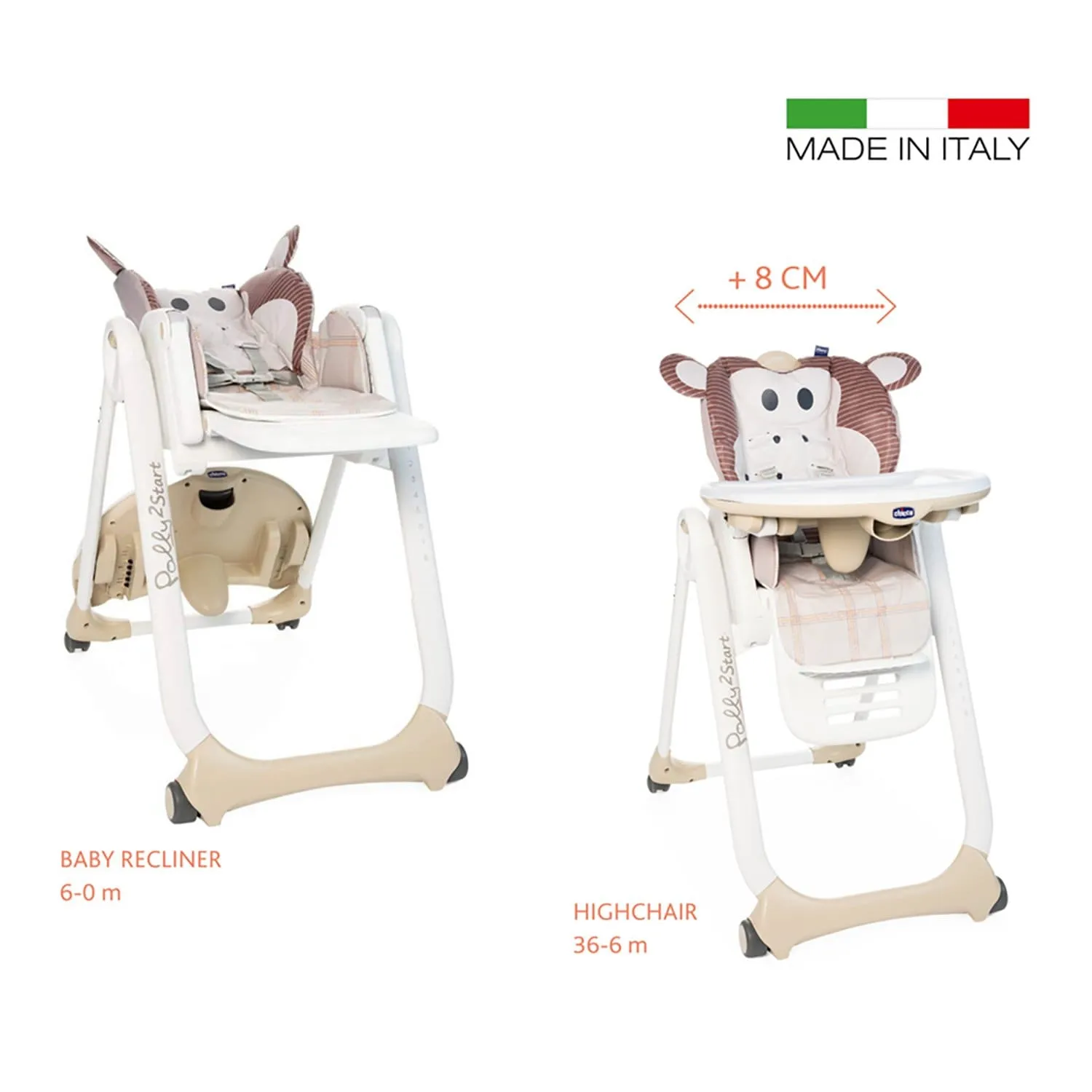 CHICCO POLLY 2 START HIGHCHAIR 0M-3Y MONKEY