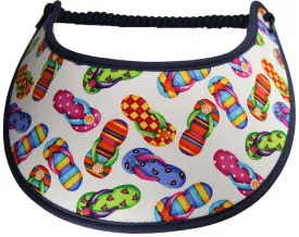 Colorful Flip Flops on a White Sun Visor