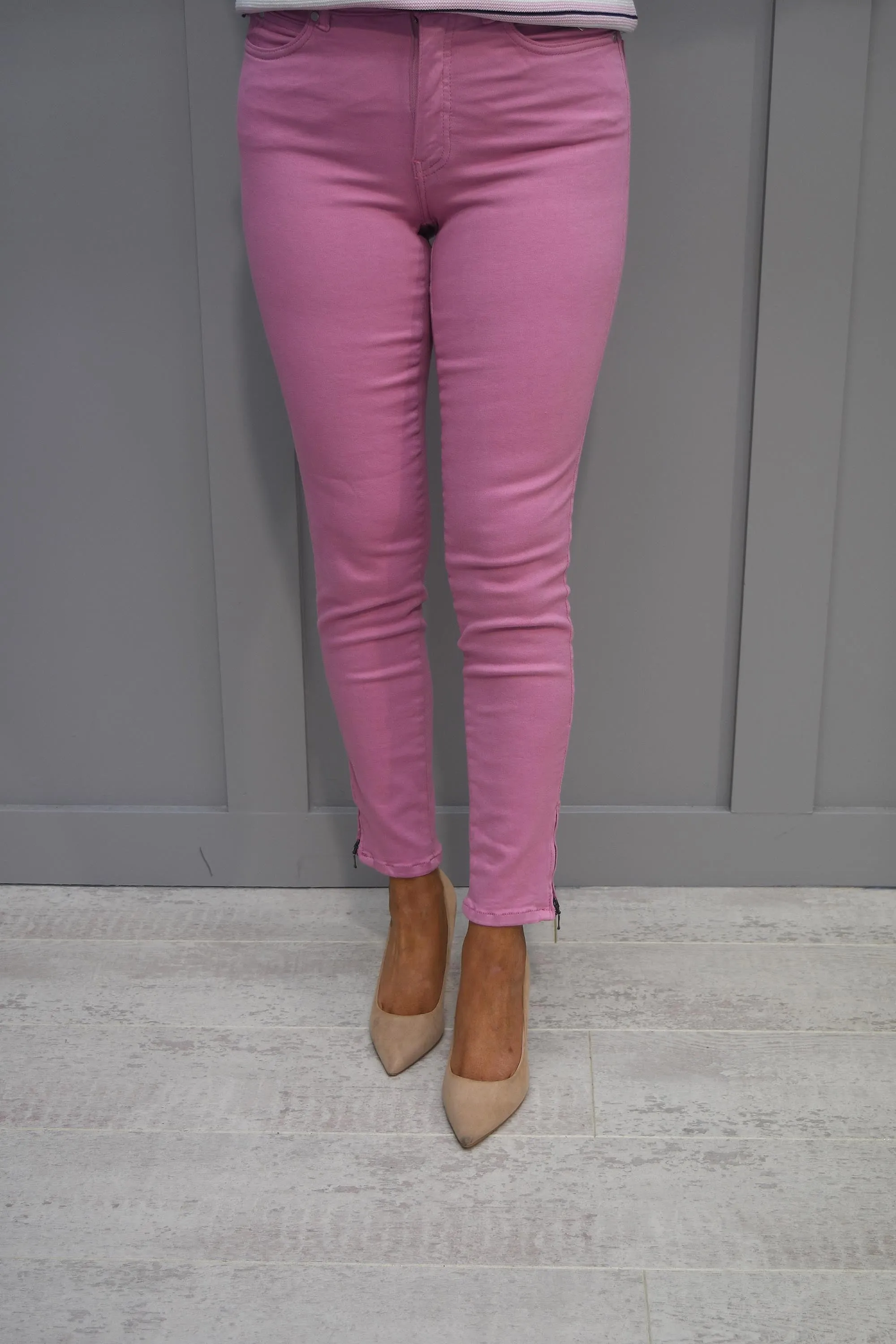 CRO Magic Fit Skinny Mauve Pink 7/8 Length With Side Zip - 5226 525 246