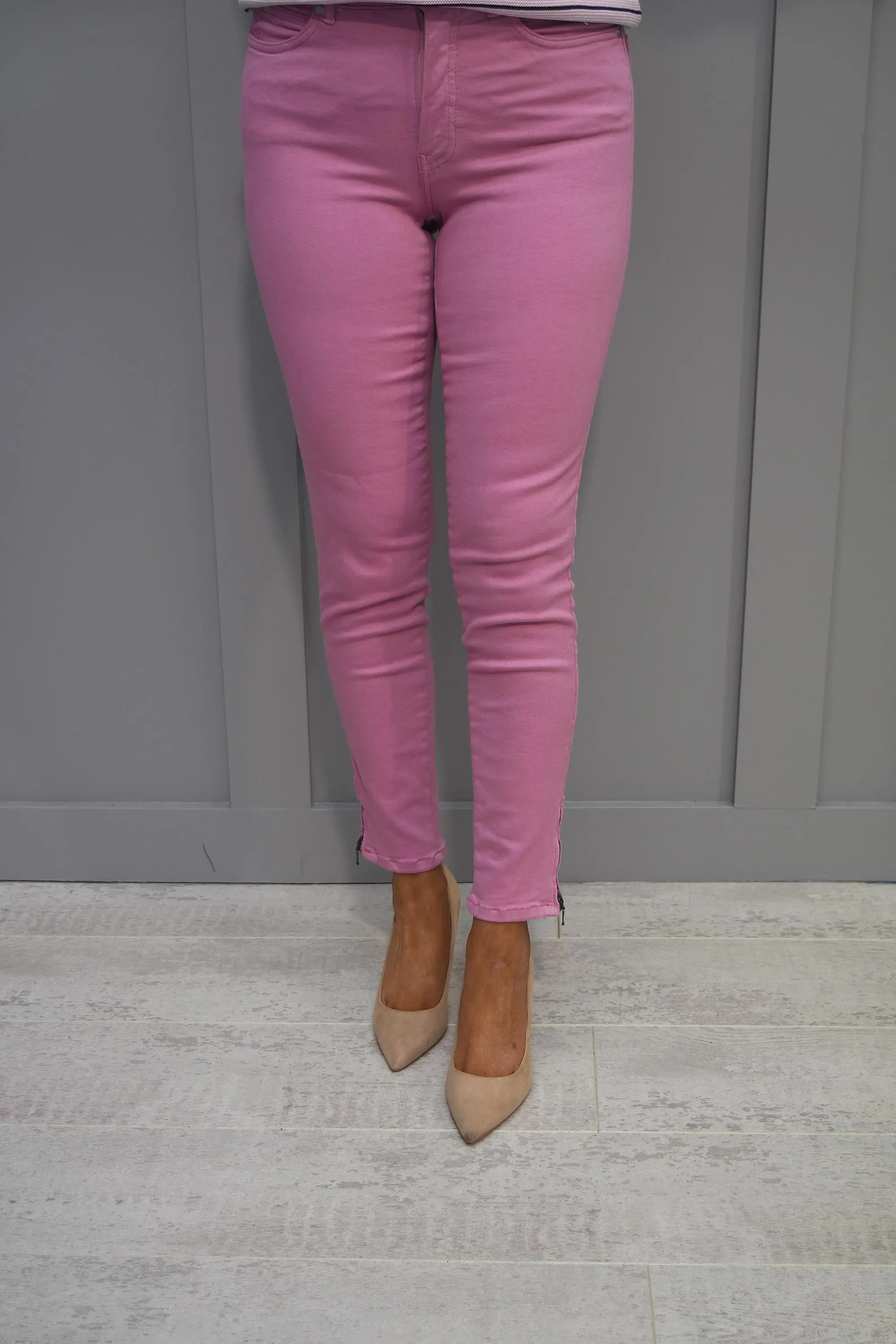 CRO Magic Fit Skinny Mauve Pink 7/8 Length With Side Zip - 5226 525 246