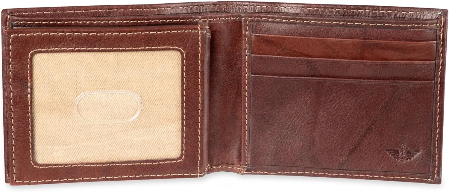 Dockers Men's Bifold Leather Wallet-Thin Slimfold Extra Capacity