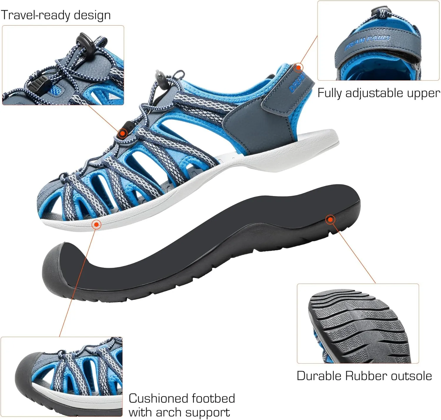 DREAM PAIRS Men's 160912-M-NEW Adventurous Summer Outdoor Sandals