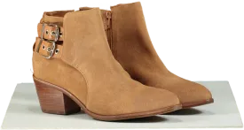 Dune London Pinna Tan Suede Buckle Detail Ankle Boots UK 4