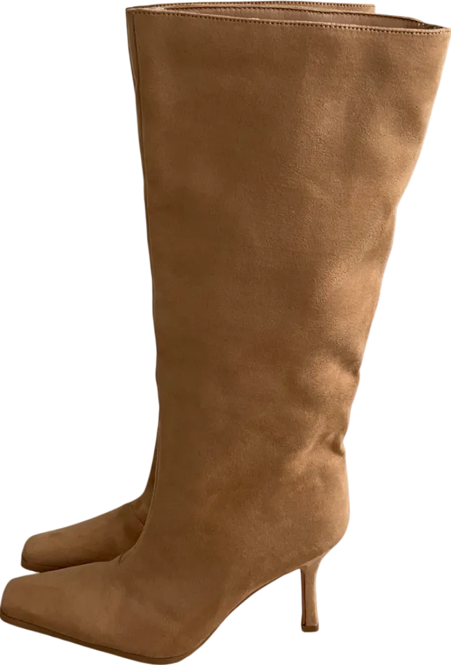 Ego Beige Cecil Square Toe Faux Suede Boots UK 6 EU 39 👠