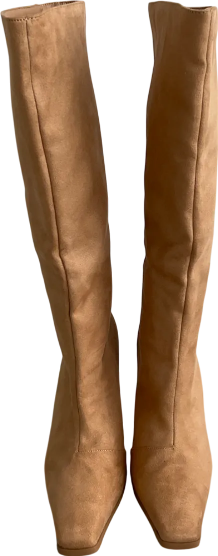 Ego Beige Cecil Square Toe Faux Suede Boots UK 6 EU 39 👠