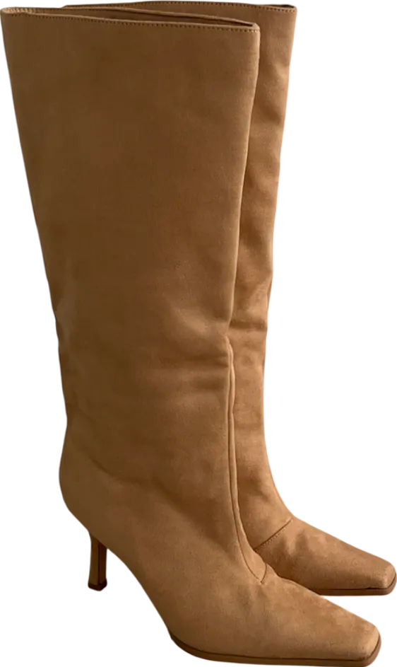 Ego Beige Cecil Square Toe Faux Suede Boots UK 6 EU 39 👠