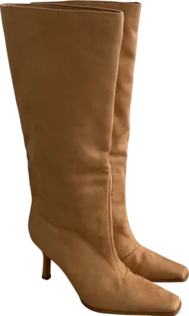 Ego Beige Cecil Square Toe Faux Suede Boots UK 6 EU 39 👠