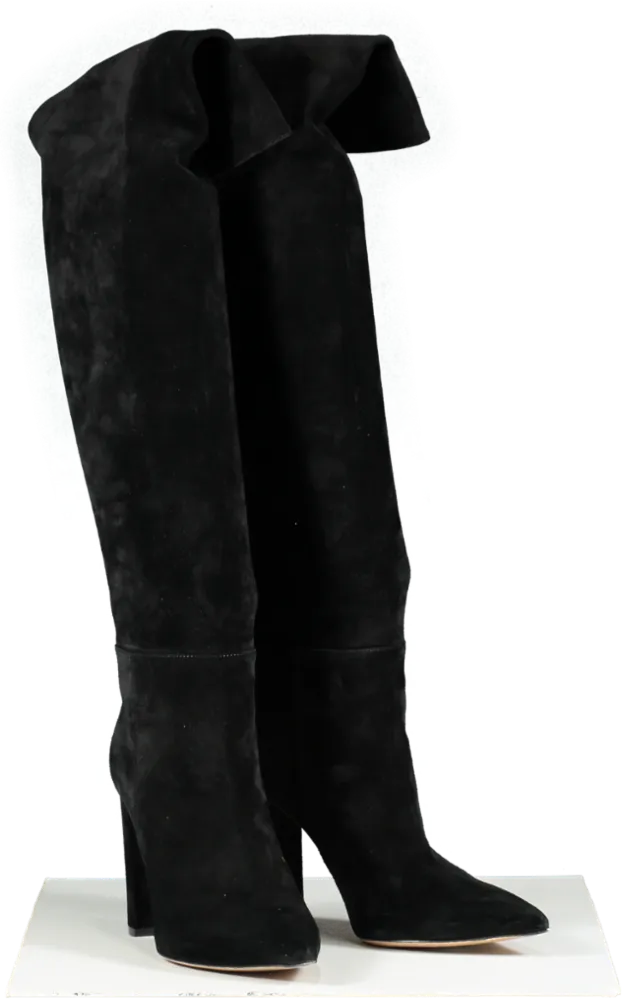 Gianvito Rossi Black Piper 85 Suede Knee Boots UK 5.5 EU 38.5 👠