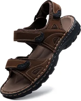 Jousen Men's Sandals Leather Open Toe Beach Sandal Outdoor Summer Sport Hiking Sandals