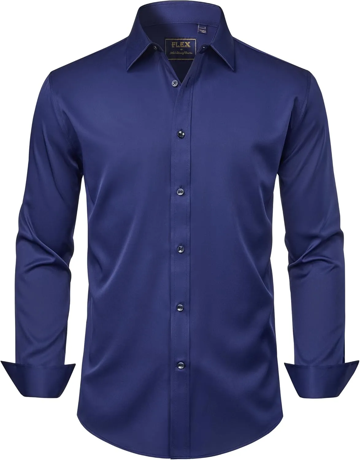 J.VER Men's Dress Shirts Solid Long Sleeve Stretch Wrinkle-Free Formal Shirt Business Casual Button Down Shirts