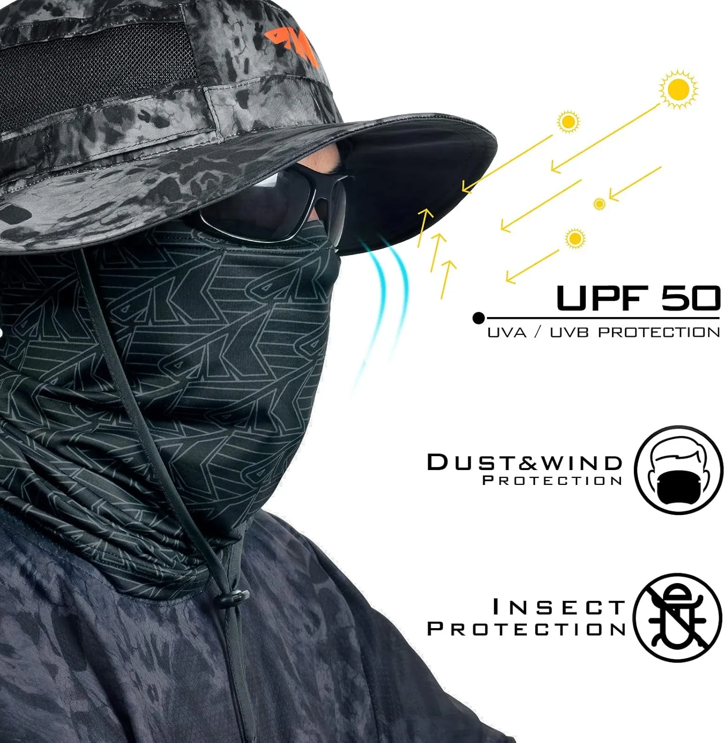 KastKing Sol Armis Neck Gaiter - UPF 50 Face Mask - UV Sun Protection Mask for Men & Women, Fishing, Hiking