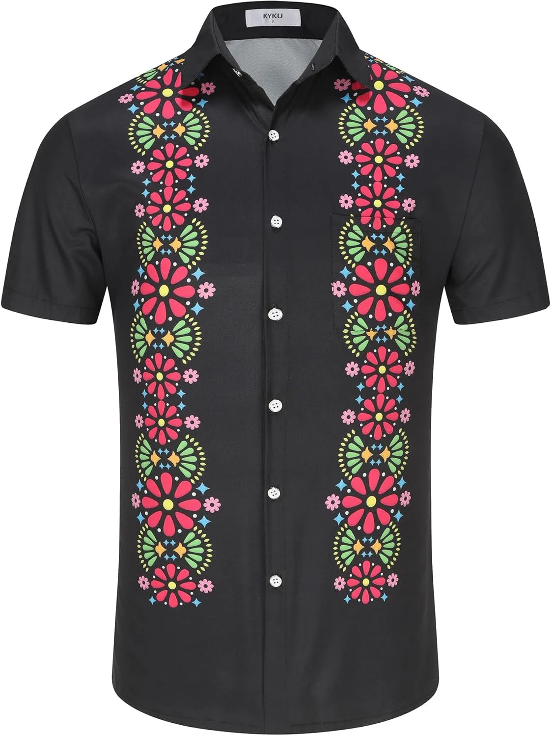 KYKU Mexico Shirt for Men Funny Beach Shirts Hawaiian Button Down Short Sleeve