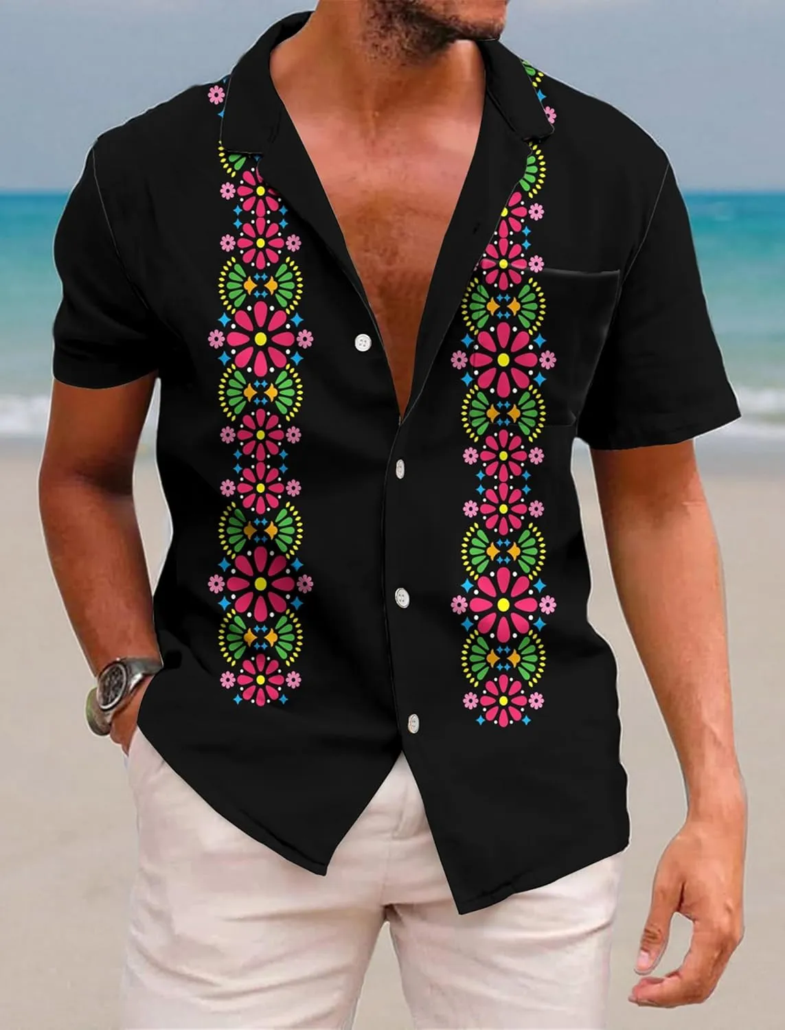 KYKU Mexico Shirt for Men Funny Beach Shirts Hawaiian Button Down Short Sleeve