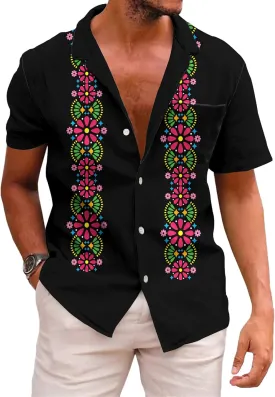 KYKU Mexico Shirt for Men Funny Beach Shirts Hawaiian Button Down Short Sleeve