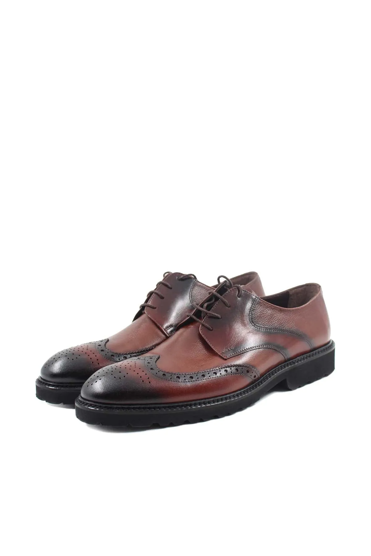 Men's Brown Leather Brogue Dress Shoes - Wessi
