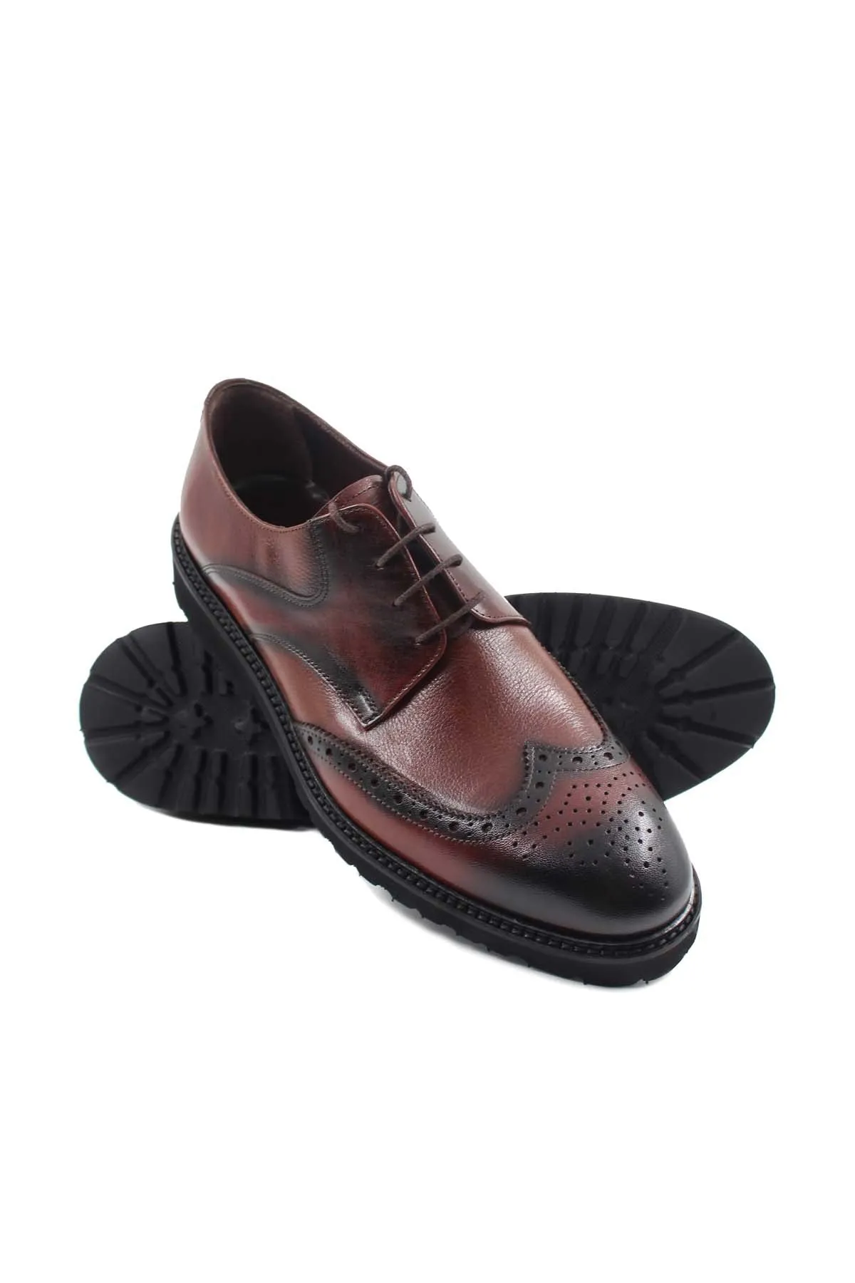 Men's Brown Leather Brogue Dress Shoes - Wessi