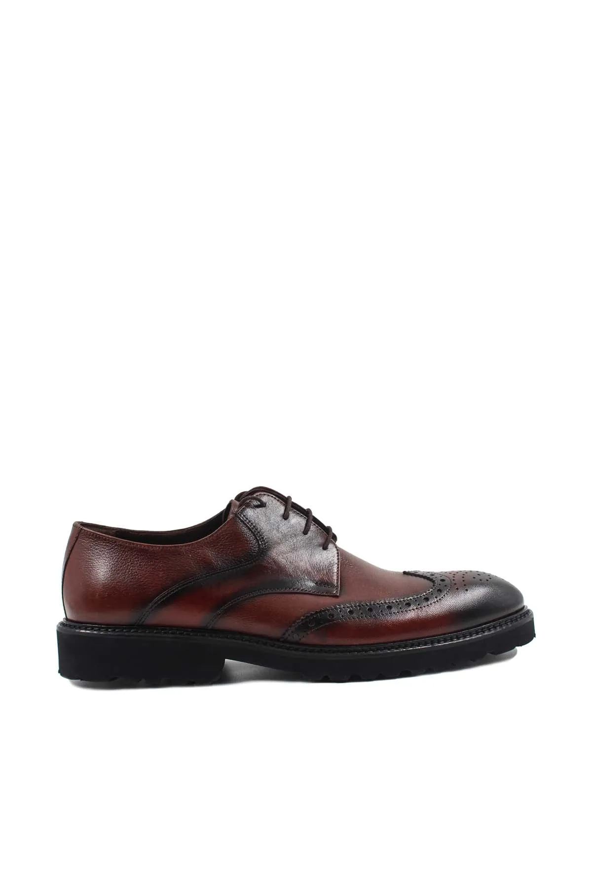 Men's Brown Leather Brogue Dress Shoes - Wessi