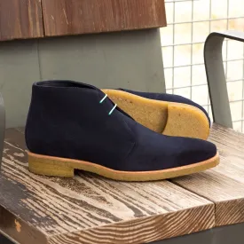 Men's Chukka Leather Boots Wide Plus Size Blue 3587