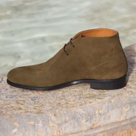 Men's Chukka Leather Boots Wide Plus Size Green 1763