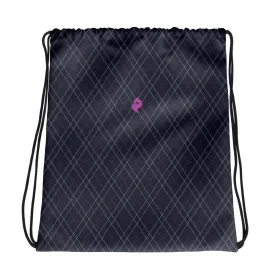 Pink Grid Nexus Drawstring Bag