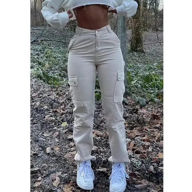 RebelFit High-Waist Cargo Jeans – Slim, Edgy, and Made to Rule
