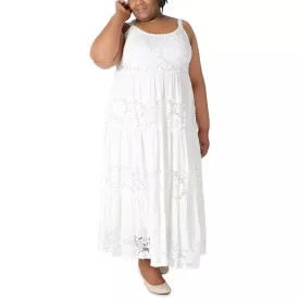 Robbie Bee Plus Size Lace Scoop-Neck Tiered Maxi Dress  Color White Size 2X