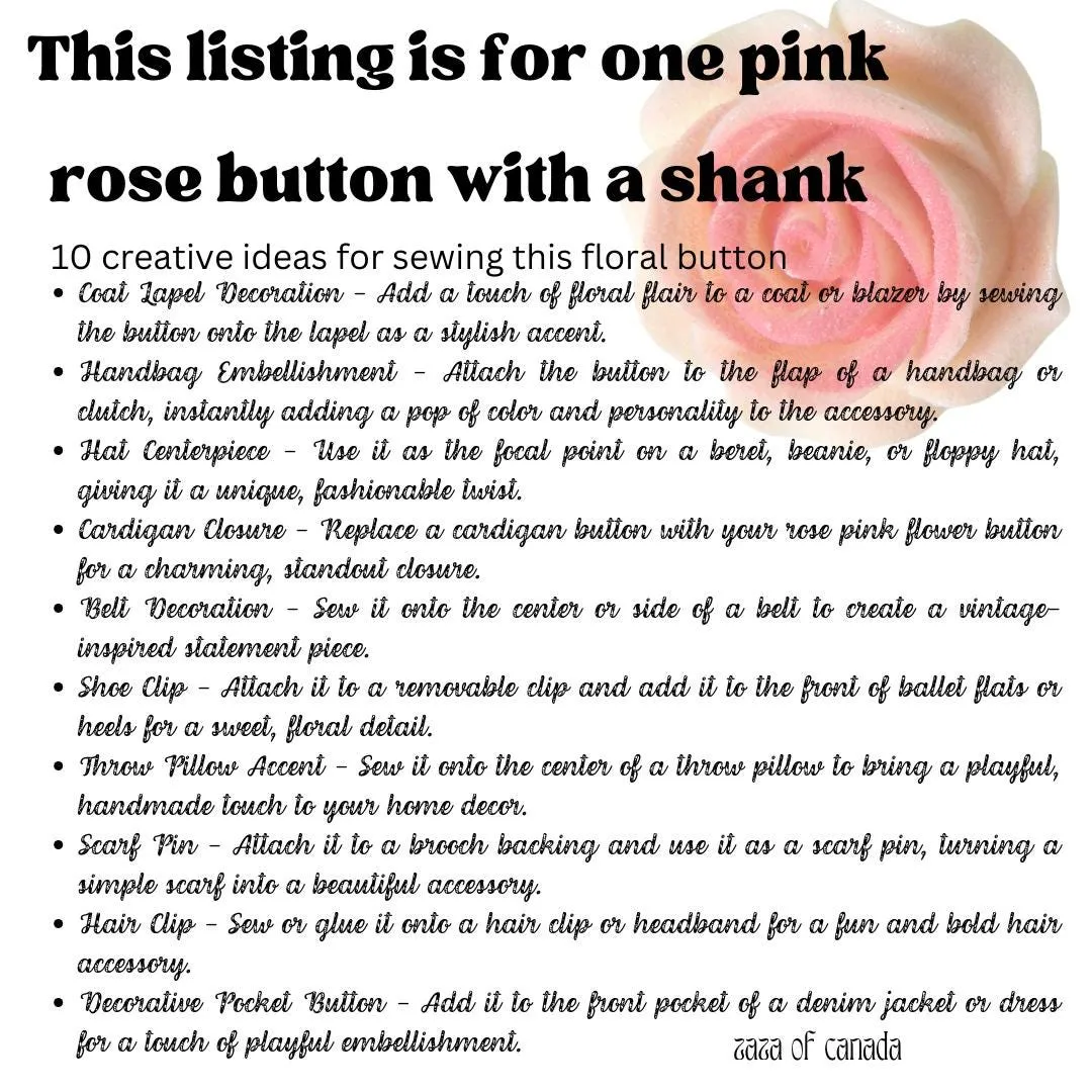 Rose flower-shaped button