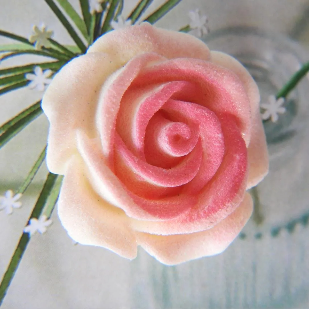 Rose flower-shaped button