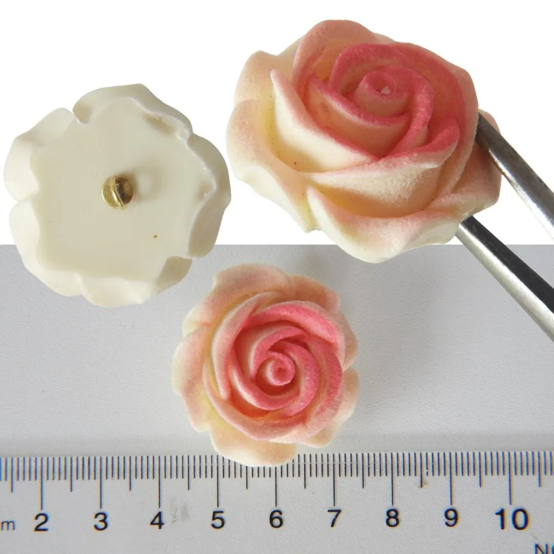Rose flower-shaped button