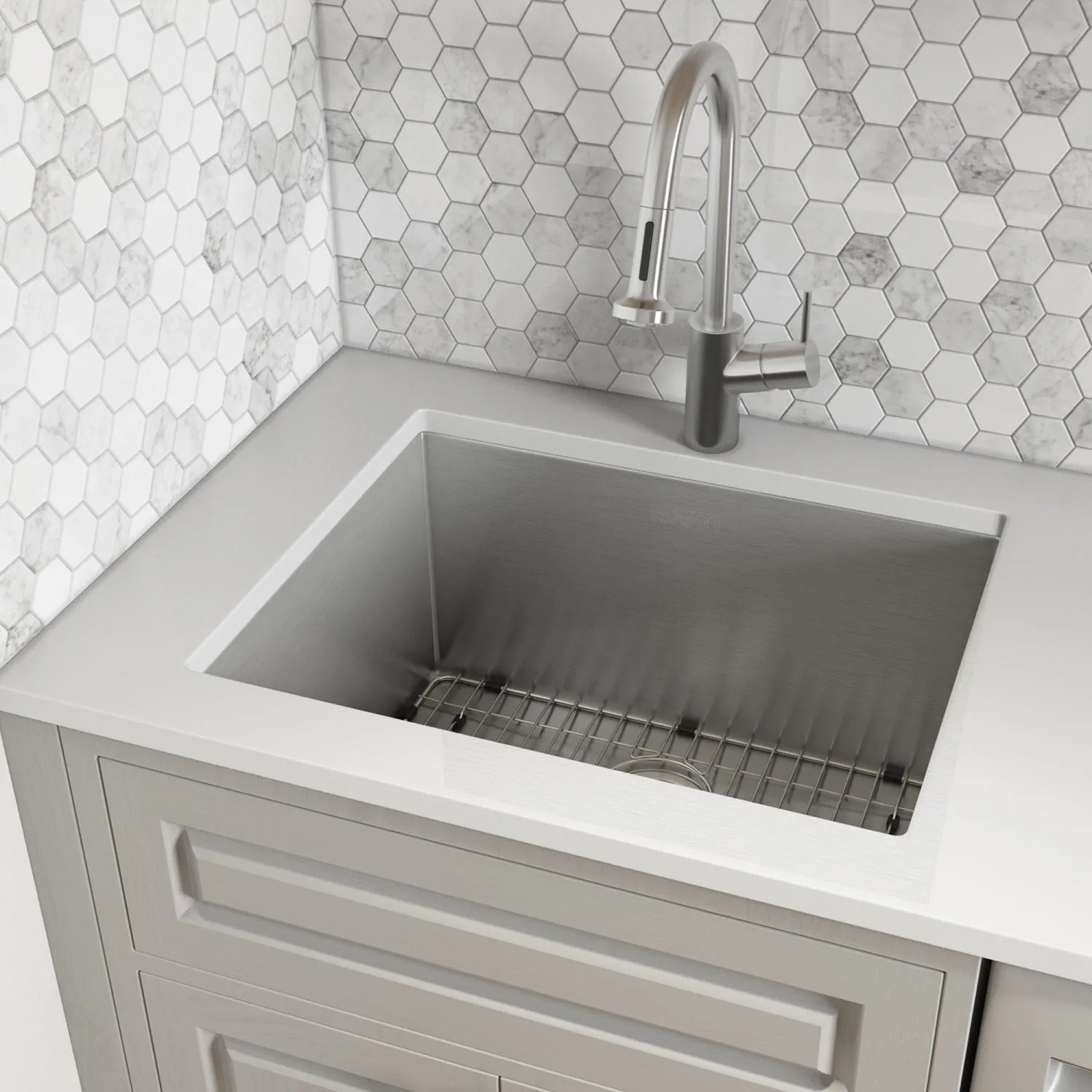 Ruvati 23" x 18" x 12" Deep Laundry Utility Sink Tight Radius Undermount 16 Gauge Stainless Steel - RVU6125