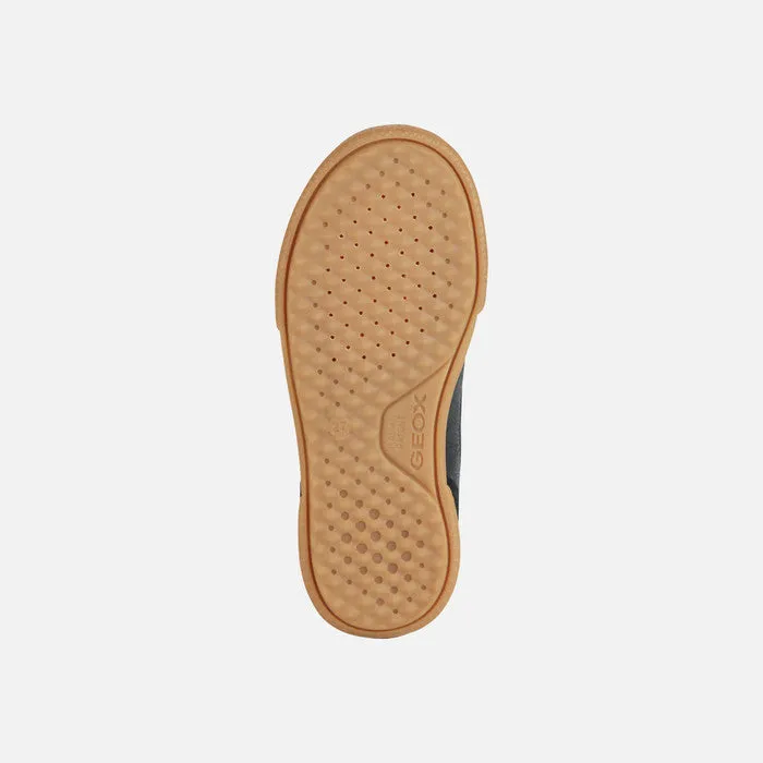 SALE FW23 Geox J Poseido Black/Cognac Double Velcro Round Toe Sneaker J16BCC by
