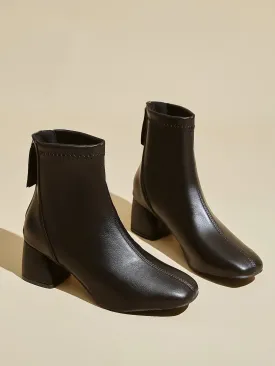 Square Toe Back Zip Classic Boots - Black- FD ⚡
