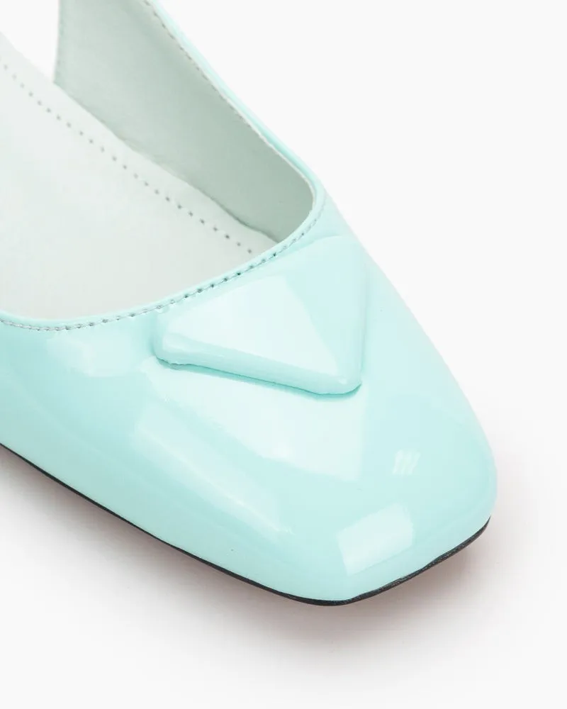 Square Toe Slingback Chunky Low Block Heels Pumps
