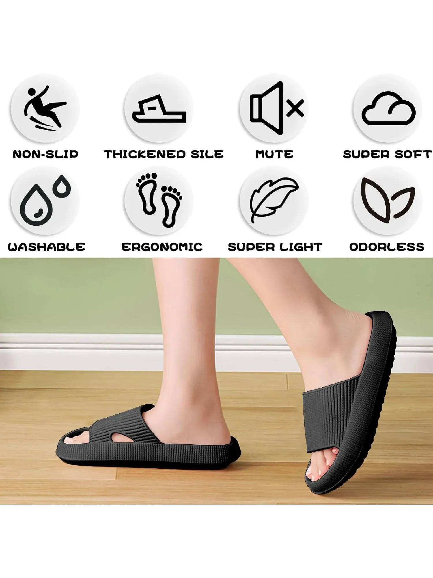 SROTER Cloud Sliders Non-Slip Soft Flip Flops for Men and Women – Thick Sole Shower Bathroom Slippers