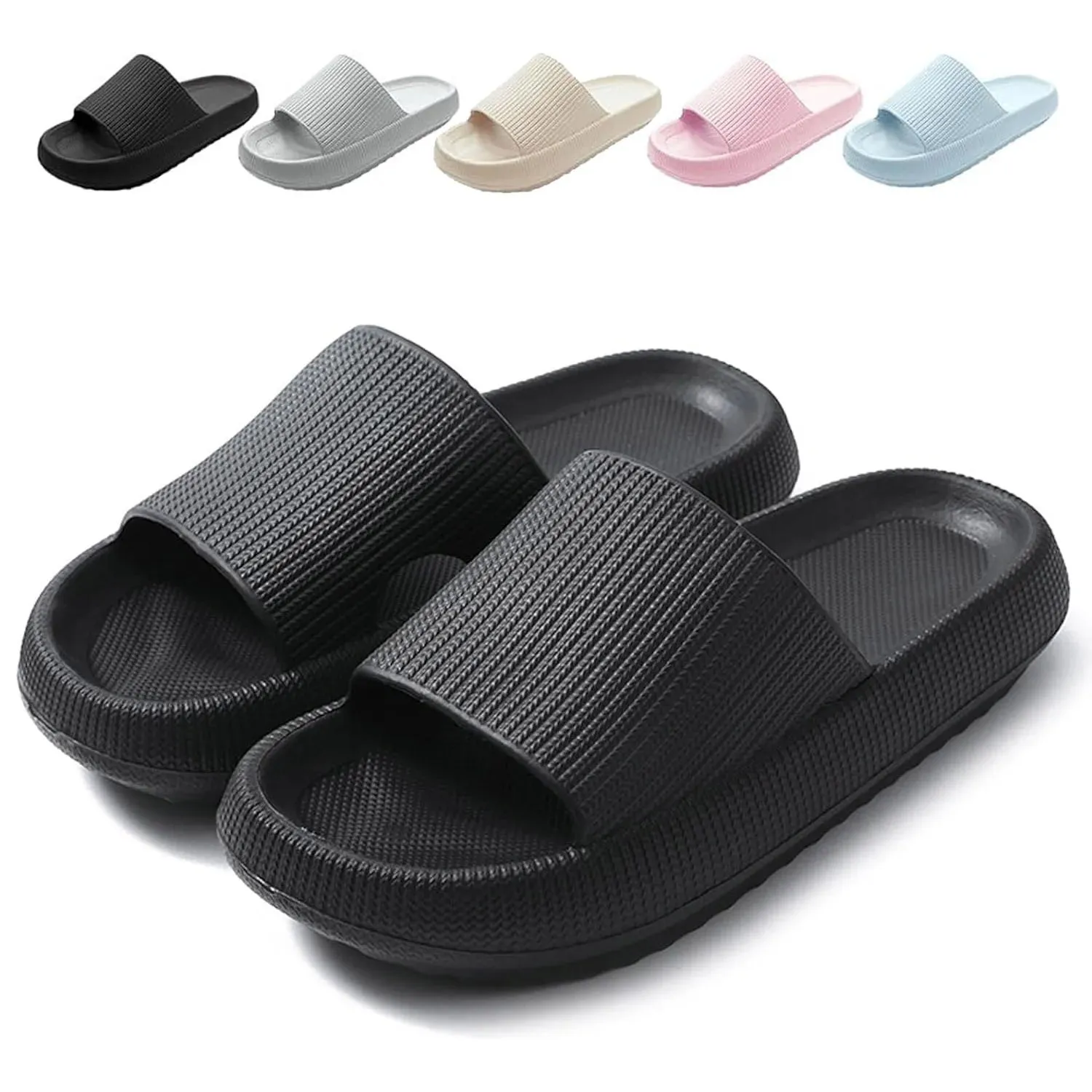 SROTER Cloud Sliders Non-Slip Soft Flip Flops for Men and Women – Thick Sole Shower Bathroom Slippers